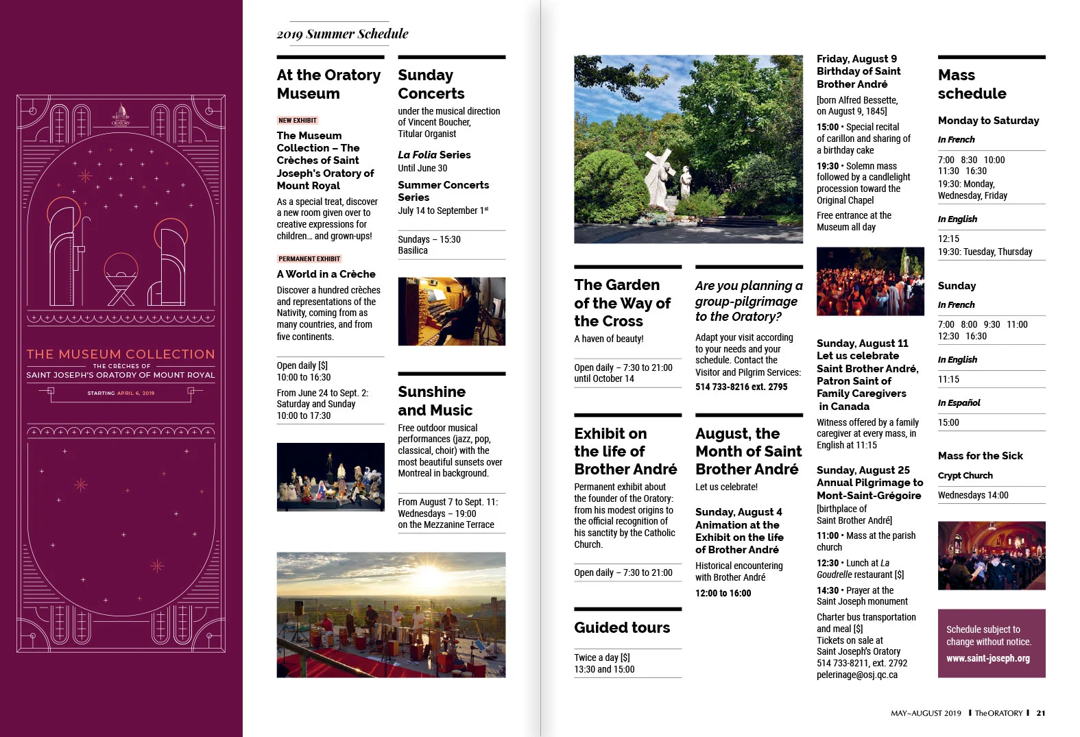 Revue The ORATORY, été 2019 — pages 20 et 21 de la version anglaise