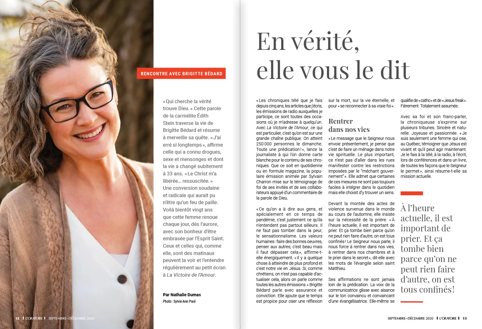 Revue L’ORATOIRE, automne 2020 — pages 12 et 13