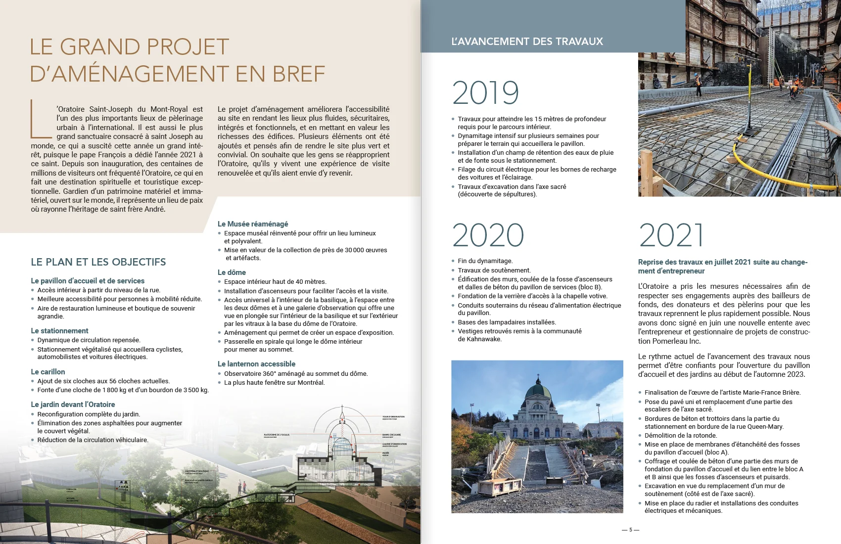 Rapport d’étape 2021 de L’Oratoire Saint-Joseph — pages 4 et 5