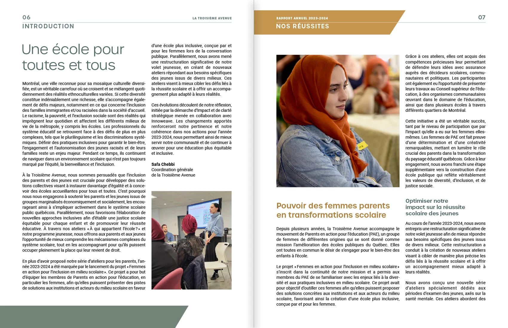 Rapport annuel 2023-2024 de La Troisième Avenue — pages 6 et 7