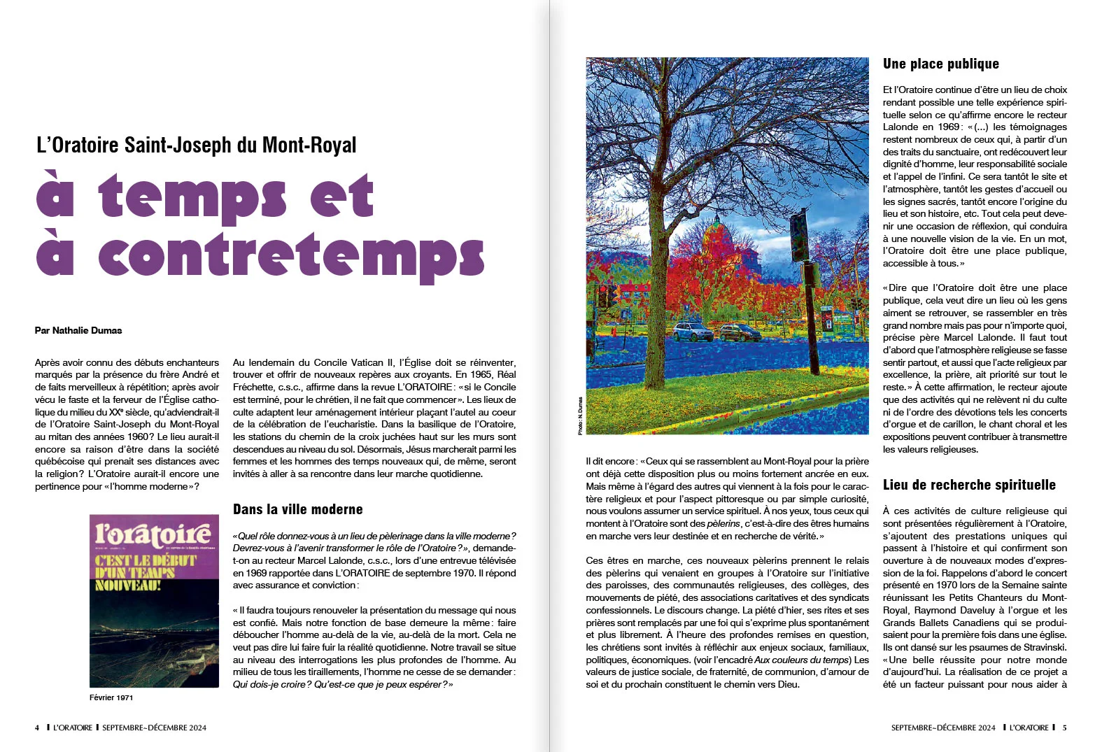 Revue L’ORATOIRE, automne 2024 — pages 4 et 5