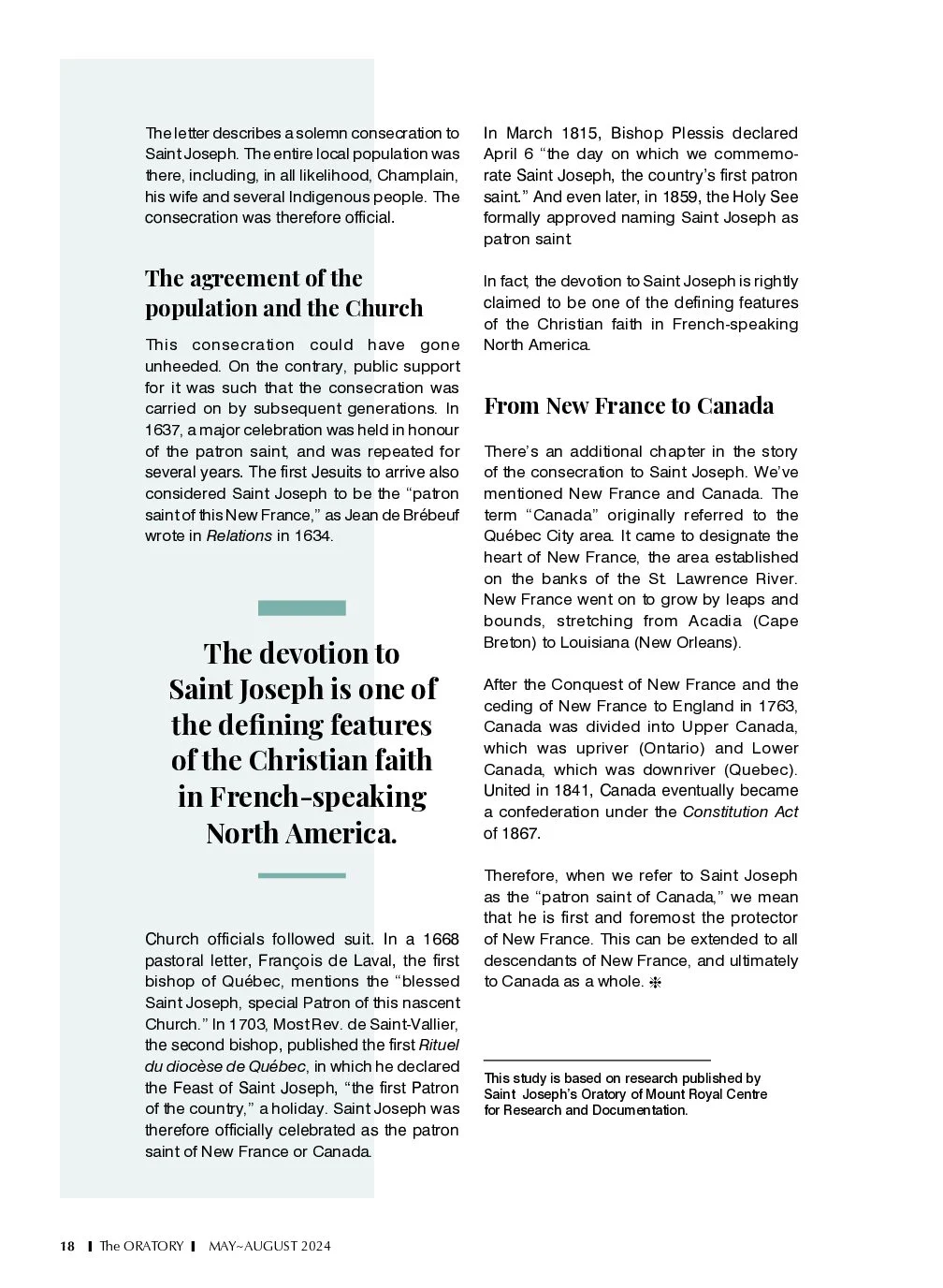 Revue The ORATORY, été 2024 — page 18