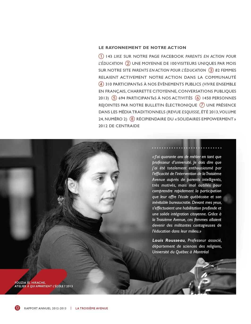 Rapport annuel 2012-2013 de La Troisième Avenue — page intérieure