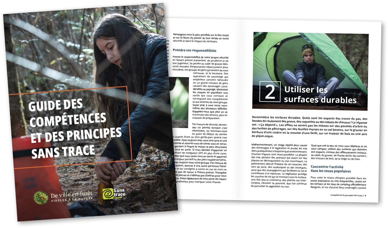 Série de guides De ville en forêt et Sans trace Canada — visuel promotionnel montrant plusieurs titres de la série