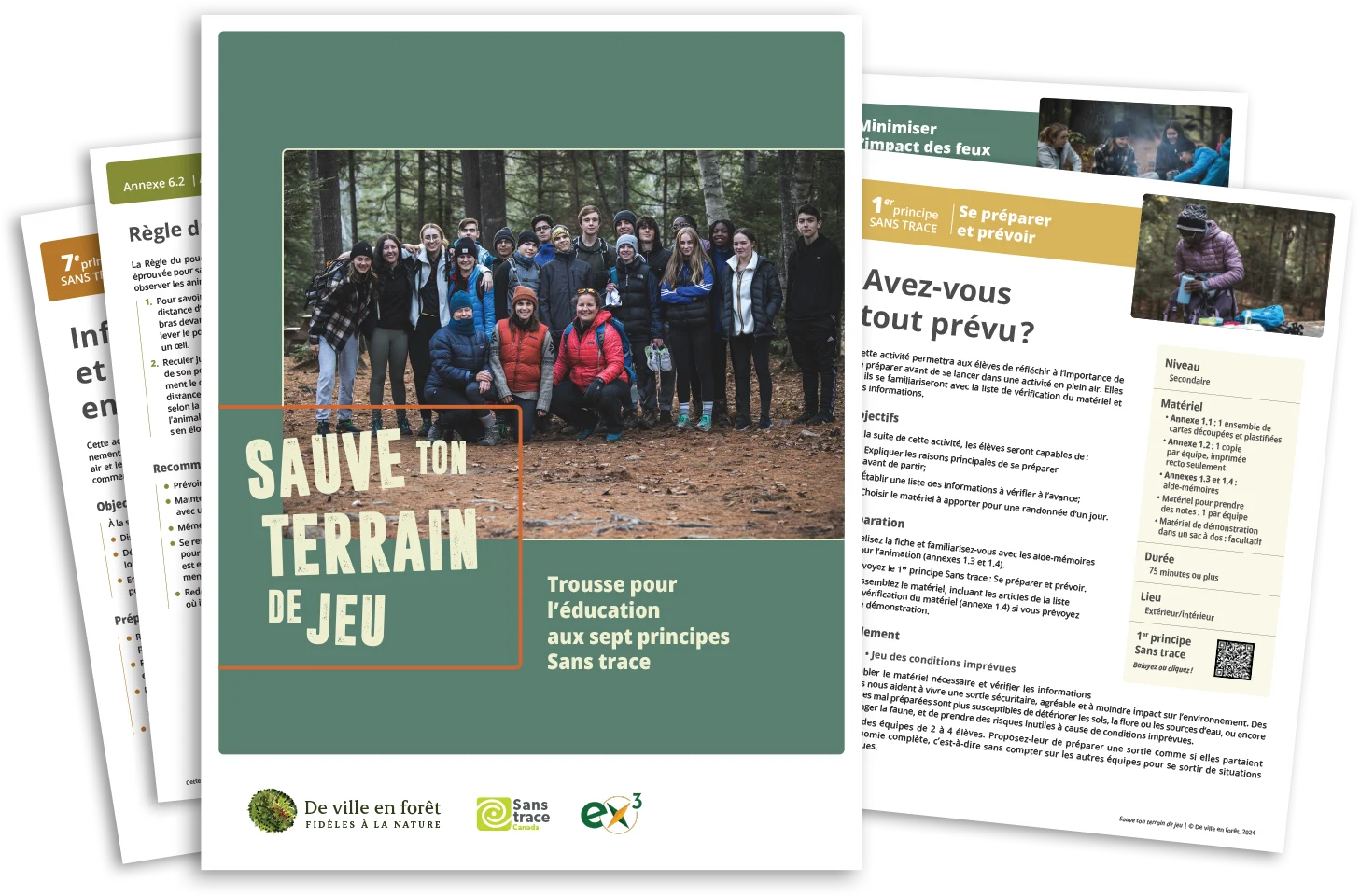 Série de guides De ville en forêt et Sans trace Canada — visuel promotionnel montrant un guide ouvert